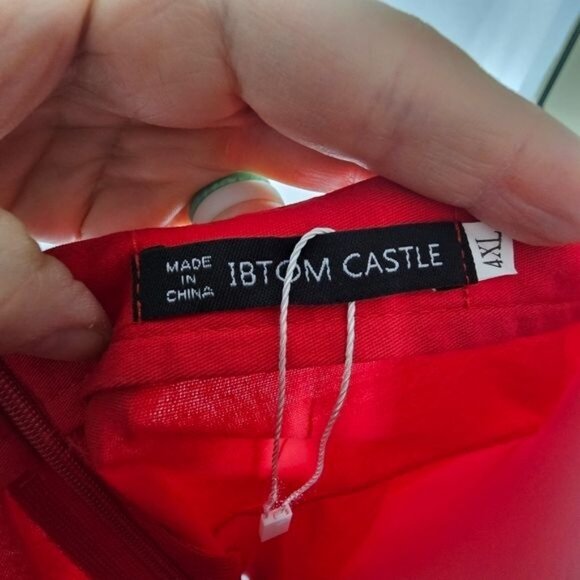 IBTOM Castle 1950s Retro Flare Dress Sz 4XL Red Polka Dot Halter Rockabilly - Picture 5 of 8